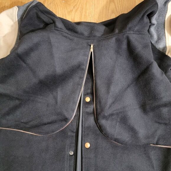 Puma Signature Varsity Jacket Wool Coat Color Block Size Medium M Black Grey New - Picture 11 of 17